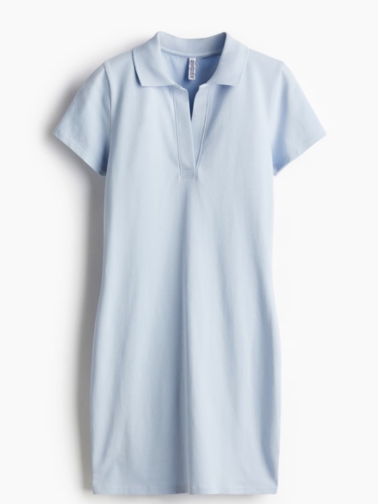 H&M Dresses & Skirts - H&M Light Blue Terry Cloth Polo Bodycon Dres